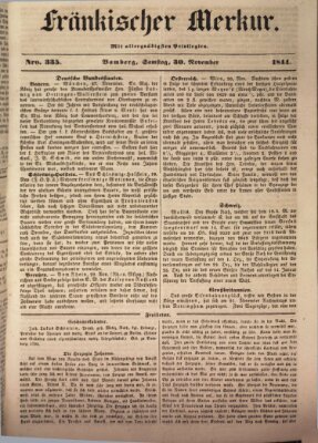 Fränkischer Merkur (Bamberger Zeitung) Samstag 30. November 1844