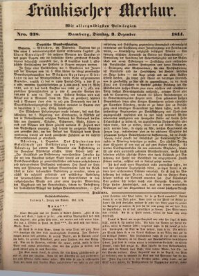 Fränkischer Merkur (Bamberger Zeitung) Dienstag 3. Dezember 1844