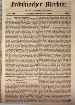 Fränkischer Merkur (Bamberger Zeitung) Donnerstag 5. Dezember 1844