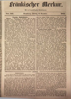 Fränkischer Merkur (Bamberger Zeitung) Freitag 6. Dezember 1844