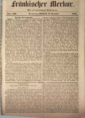 Fränkischer Merkur (Bamberger Zeitung) Mittwoch 11. Dezember 1844