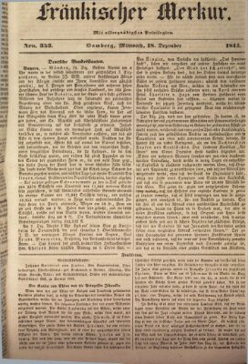 Fränkischer Merkur (Bamberger Zeitung) Mittwoch 18. Dezember 1844