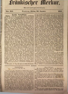 Fränkischer Merkur (Bamberger Zeitung) Freitag 20. Dezember 1844