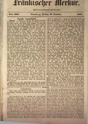 Fränkischer Merkur (Bamberger Zeitung) Freitag 27. Dezember 1844