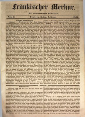 Fränkischer Merkur (Bamberger Zeitung) Freitag 3. Januar 1845