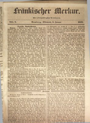 Fränkischer Merkur (Bamberger Zeitung) Mittwoch 8. Januar 1845