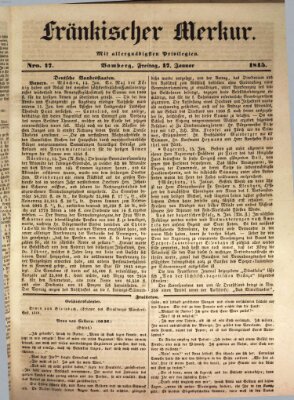 Fränkischer Merkur (Bamberger Zeitung) Freitag 17. Januar 1845