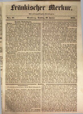 Fränkischer Merkur (Bamberger Zeitung) Samstag 18. Januar 1845