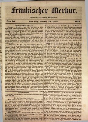 Fränkischer Merkur (Bamberger Zeitung) Montag 20. Januar 1845