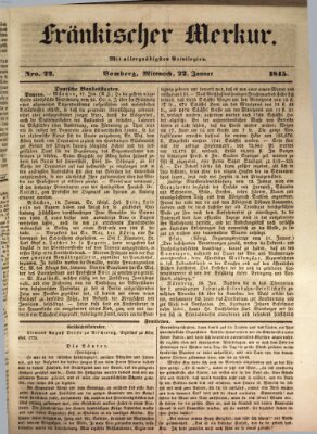 Fränkischer Merkur (Bamberger Zeitung) Mittwoch 22. Januar 1845