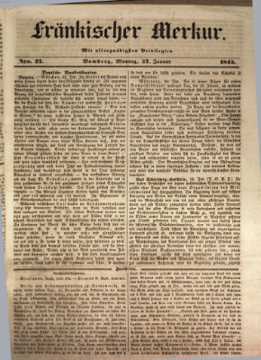 Fränkischer Merkur (Bamberger Zeitung) Montag 27. Januar 1845