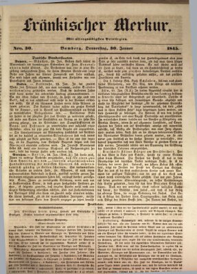 Fränkischer Merkur (Bamberger Zeitung) Donnerstag 30. Januar 1845