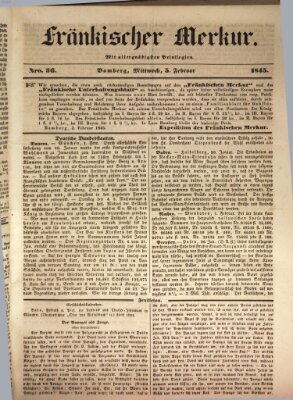 Fränkischer Merkur (Bamberger Zeitung) Mittwoch 5. Februar 1845