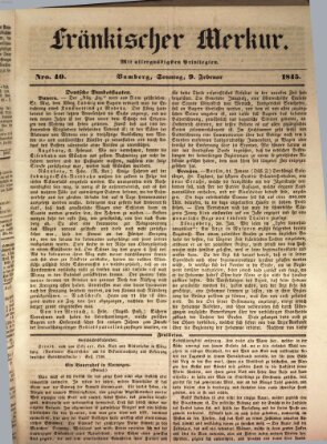 Fränkischer Merkur (Bamberger Zeitung) Sonntag 9. Februar 1845