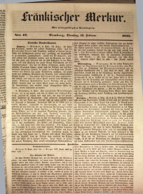 Fränkischer Merkur (Bamberger Zeitung) Dienstag 11. Februar 1845