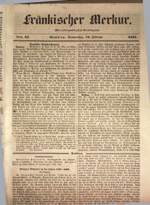 Fränkischer Merkur (Bamberger Zeitung) Donnerstag 13. Februar 1845