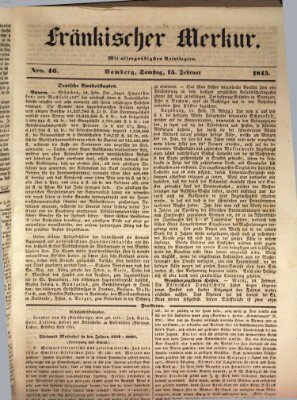 Fränkischer Merkur (Bamberger Zeitung) Samstag 15. Februar 1845