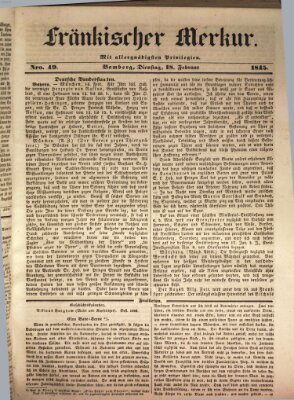 Fränkischer Merkur (Bamberger Zeitung) Dienstag 18. Februar 1845