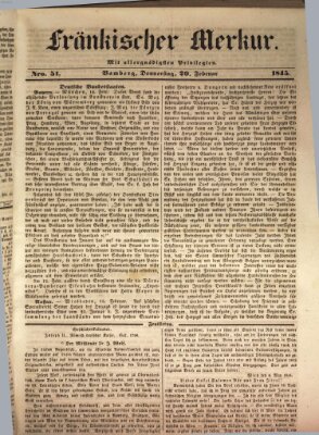 Fränkischer Merkur (Bamberger Zeitung) Donnerstag 20. Februar 1845