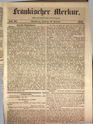 Fränkischer Merkur (Bamberger Zeitung) Freitag 21. Februar 1845