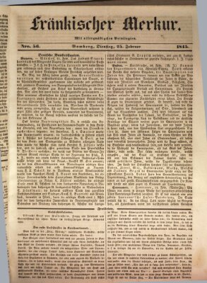 Fränkischer Merkur (Bamberger Zeitung) Dienstag 25. Februar 1845