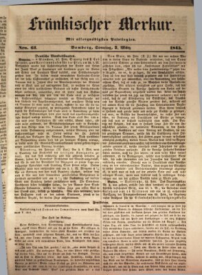 Fränkischer Merkur (Bamberger Zeitung) Sonntag 2. März 1845