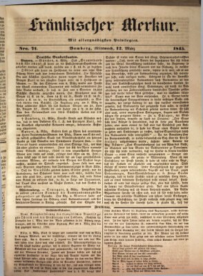 Fränkischer Merkur (Bamberger Zeitung) Mittwoch 12. März 1845