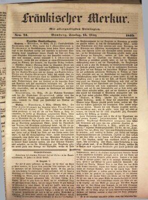 Fränkischer Merkur (Bamberger Zeitung) Samstag 15. März 1845