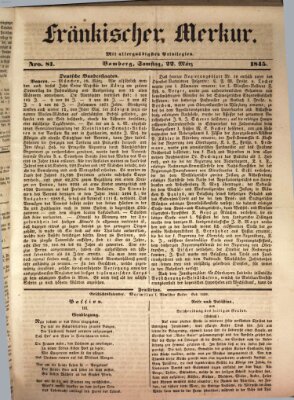 Fränkischer Merkur (Bamberger Zeitung) Samstag 22. März 1845