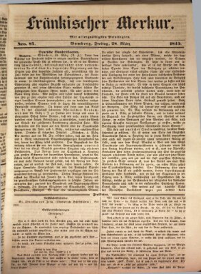 Fränkischer Merkur (Bamberger Zeitung) Freitag 28. März 1845