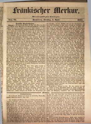 Fränkischer Merkur (Bamberger Zeitung) Dienstag 1. April 1845