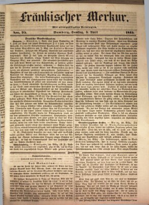 Fränkischer Merkur (Bamberger Zeitung) Samstag 5. April 1845