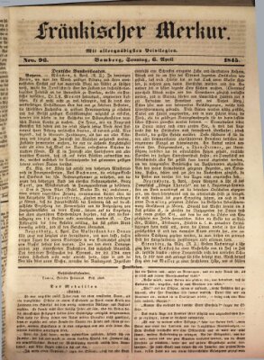 Fränkischer Merkur (Bamberger Zeitung) Sonntag 6. April 1845