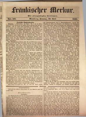 Fränkischer Merkur (Bamberger Zeitung) Sonntag 27. April 1845