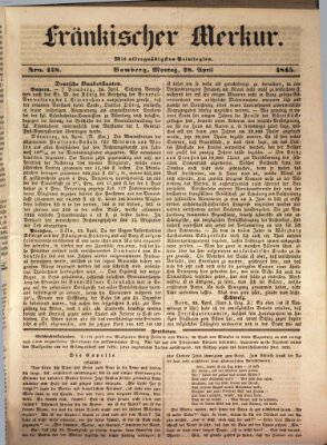 Fränkischer Merkur (Bamberger Zeitung) Montag 28. April 1845