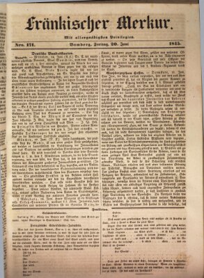 Fränkischer Merkur (Bamberger Zeitung) Freitag 20. Juni 1845