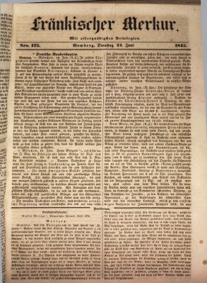 Fränkischer Merkur (Bamberger Zeitung) Dienstag 24. Juni 1845