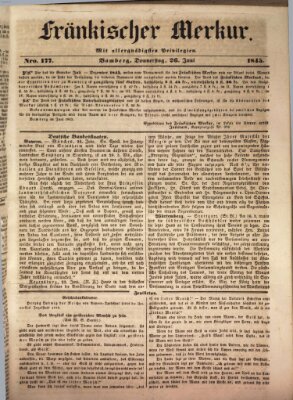 Fränkischer Merkur (Bamberger Zeitung) Donnerstag 26. Juni 1845