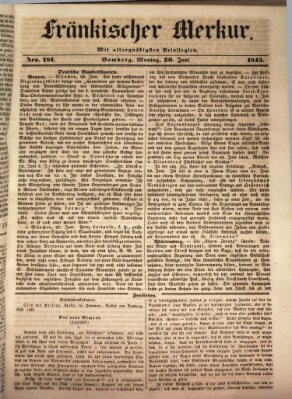 Fränkischer Merkur (Bamberger Zeitung) Montag 30. Juni 1845