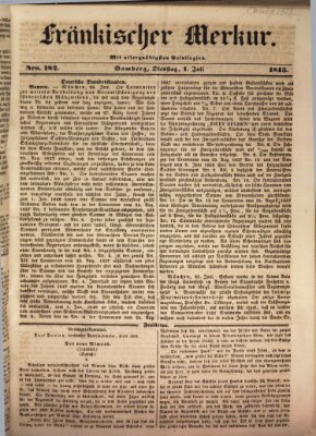 Fränkischer Merkur (Bamberger Zeitung) Dienstag 1. Juli 1845