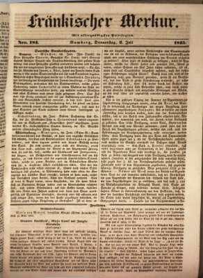 Fränkischer Merkur (Bamberger Zeitung) Donnerstag 3. Juli 1845