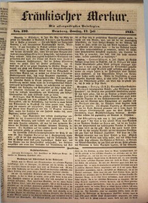 Fränkischer Merkur (Bamberger Zeitung) Samstag 12. Juli 1845