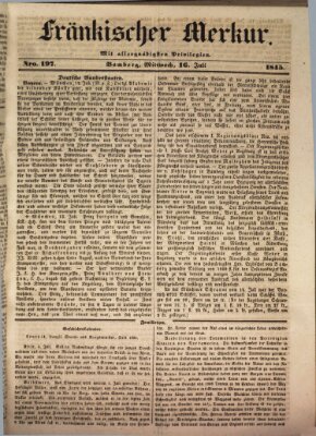 Fränkischer Merkur (Bamberger Zeitung) Mittwoch 16. Juli 1845