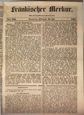 Fränkischer Merkur (Bamberger Zeitung) Mittwoch 23. Juli 1845