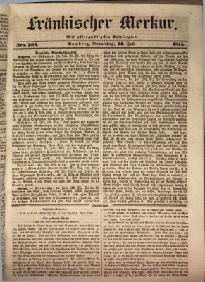 Fränkischer Merkur (Bamberger Zeitung) Donnerstag 24. Juli 1845