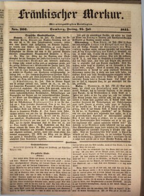 Fränkischer Merkur (Bamberger Zeitung) Freitag 25. Juli 1845