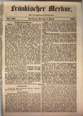 Fränkischer Merkur (Bamberger Zeitung) Montag 4. August 1845