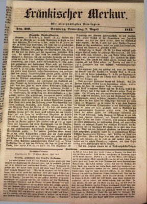 Fränkischer Merkur (Bamberger Zeitung) Donnerstag 7. August 1845