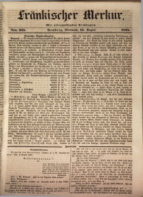 Fränkischer Merkur (Bamberger Zeitung) Mittwoch 13. August 1845