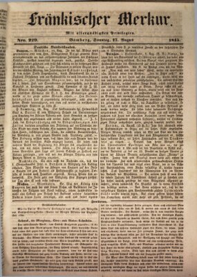 Fränkischer Merkur (Bamberger Zeitung) Sonntag 17. August 1845